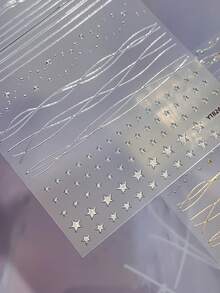 Gold And Silver Lines With Pearls-Nail Art Stickers, 1pc Versatile Style 5D Embossed Self-Adhesive DIY Nail Stickers And Decals - Nail Supplies And Nail Charms For Girls And Women-Summer Nails For Nail Art Home Salon - Multicolor - View 4