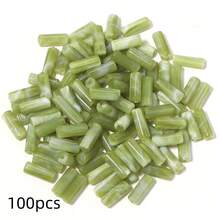 100顆壓克力復古仿玉直管珠，多色DIY手工材料，服飾裝飾，手工串珠配件，珠寶裝飾，手工藝品，縫紉用品，裝飾珠 - 直管形 - 查看 19