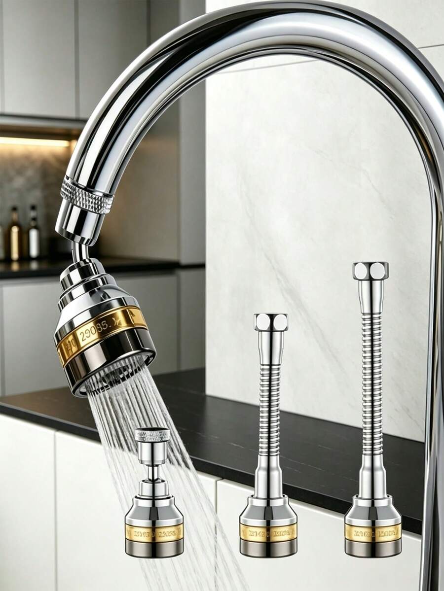 Cabezal de rociador de grifo de precisión mejorado, boquilla de extensión de grifo de cocina giratoria a 360°, con manguera de extensión antisalpicaduras, rosca giratoria y anillo de sellado, adaptador de conexión rápida, control de flujo, adecuado para fregadero, baño de autocaravana y cocina comercial, extensor de grifo antichisporroteo de autocaravana, cabezal de ducha con filtro, accesorio de fregadero doméstico que ahorra agua, opción de regalo ideal y renovación del hogar
