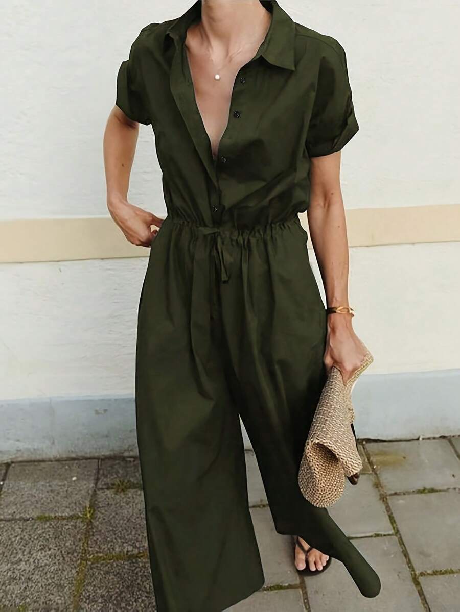 Mono Básico Casual de Color Sólido para Mujer - Verde - Ver 1