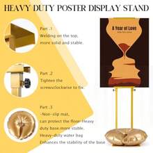 Roll Up Banners2 Pack Stand Heavy Duty Adjustable Pedestal Sign Holder Poster Height 4.7 To 83 In For Double-Sided Foam Board Signs With Water-Filled Base For Stability For Wedding Business Outdoor Events Gold - Gold - View 6