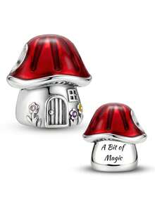 1pc Fashionable Mushroom House Bead Decor, Suitable For Women Bracelet DIY Jewelry Making And Daily Decoration, Girls Accessory - Style 7 - View 9
