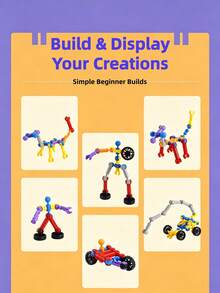 Children's Skeleton Building Block Toy Set Suitable For 3+ Years Old Kindergarten Toddlers, Colorful Multi-Shape Interlocking Building Rods, Smart Rods For Boys And Girls, Versatile Creative Educational STEM Assembly Construction Blocks, 3D Geometric Spatial Math Thinking Educational Tool, Intellectual Fun Flexible Joint Free Connection DIY Building Toy, Birthday Holiday Gift, 10/68/218pcs With Storage Bag - Multicolor - View 12