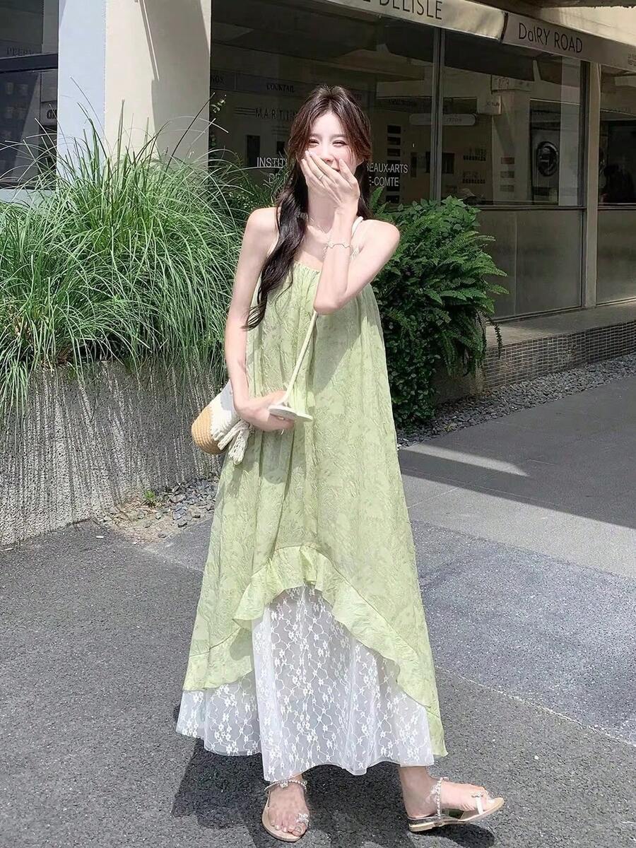 Women Midi Dresses - Green - View 1