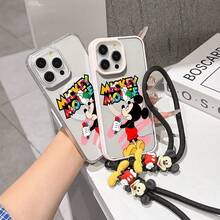 This Disney Mickey Mouse Pattern Lanyard Phone Case Features A Strong Magnetic Closure And Full Coverage Of Acrylic And TPU Material. It's Shockproof, Lightweight, And Suitable For IPhone17/16/11/13/15/15 Plus/15 Pro/15 Pro Max/12/14 Pro Max/11 Pro Max/12 Pro/12 Pro Max/13. It's A Popular Birthday Gift, Business Gift, Durable, Stain-Resistant, And Fingerprint-Resistant New Phone Case For Men And Women. It Also Includes A Mickey Mouse Phone Case And Mickey Mouse Doll Bracelet. Compatible With SamsungGalaxy S20, S21, S22, S23, And S24 Series. It's The Perfect Gift For Friends And Family. This Stylish Phone Case Is Fun, Lightweight, And Durable. IPhone17 Pro Max Phone Case, Minnie Phone Case. - Hồng - Xem 5