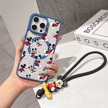 This Disney Mickey Mouse Pattern Lanyard Phone Case Features A Strong Magnetic Closure And Full Coverage Of Acrylic And TPU Material. It's Shockproof, Lightweight, And Suitable For IPhone17/16/11/13/15/15 Plus/15 Pro/15 Pro Max/12/14 Pro Max/11 Pro Max/12 Pro/12 Pro Max/13. It's A Popular Birthday Gift, Business Gift, Durable, Stain-Resistant, And Fingerprint-Resistant New Phone Case For Men And Women. It Also Includes A Mickey Mouse Phone Case And Mickey Mouse Doll Bracelet. Compatible With SamsungGalaxy S20, S21, S22, S23, And S24 Series. It's The Perfect Gift For Friends And Family. This Stylish Phone Case Is Fun, Lightweight, And Durable. IPhone17 Pro Max Phone Case, Minnie Phone Case. - Blue - View 2