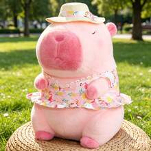 Capibaras Peluches,Cute Capybara Plush Toy With Yellow Duck On Head, Soft Fluffy Stuffed Animal Pillow, Kawaii Capybara Doll For Kids Adults, Home Decor & Birthday Gift - Pink - View 7