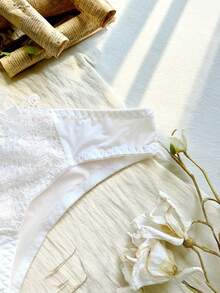 5pcs Sexy Lace Solid Color Triangle Panties, Bow Design, Comfortable Low Waist Underwear Set - Multicolor - View 6