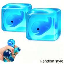 1pc Undersea Creatures Ice Cubes -With Adorable Embedded Marine Animal Shapes, Slow-Rising Squeeze Sensory Toy, Slow-Rebound Sensory Stimulation Toy, Office Desk Relaxation, Suitable For Classroom Prizes, Halloween/Christmas/Easter Party Gifts. - Multicolor - View 3