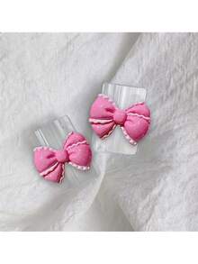 2pcs Pink Bowknot Universal Type-C Cable Protector, Cute Plastic Butterfly Decor, Phone Cable Guard, Wire Organizer, Device Cable Protector, Gift For Her, Travel Tech Accessory, Christmas Gift, Kawaii - Square - View 10