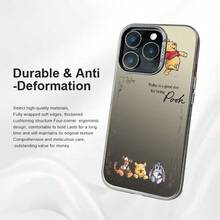 1個迪士尼小熊維尼手機殼，高品質獨特TPU材質，中性款 - 復古、柔軟、童話、療癒、跳跳虎、小熊維尼、高級感、舒適觸感 - 適用於iPhone 17/17 Pro/17 Pro Max/16/15/14/13/12 PRO & PRO MAX 系列 - 彩銀黑 - 查看 6
