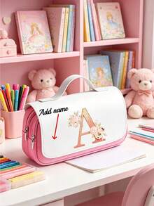 Personalized Name 3-Compartment Large Capacity Pencil Case, Personalized Display, School Supplies And Holiday Gifts, Personalized Multi-Compartment Storage Box Suitable For School Office, Unique Customized Birthday Gift - Multicolor - View 4