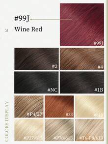 DNE HAIR 4件裝直髮夾式人髮接髮片，8個夾子雙層髮簾隱形設計 99J# 酒紅色真髮，12-18英吋，防掉髮，柔軟厚實質感，適合全頭佩戴、日常穿搭、節日Cosplay及季節搭配 - S99J - 查看 10