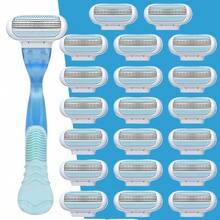 Women's Manual Razor, 3-Layer Stainless Steel Blades, Replaceable Safety Razor Head, Pink Handle, Makes Skin More Youthful And Beautiful - Multicolor - View 10
