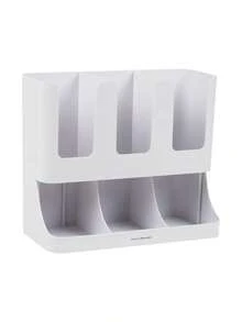 Mind Reader - Organizador vertical de 6 compartimentos para guardar condimentos de café y tazas para sala de descanso blanco - Blanco - Ver 10