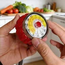 Temporizador de cocina mecánico de acero inoxidable con respaldo magnético, cuenta regresiva precisa sin batería, perfecto para cocinar en casa - Naranja - Ver 6