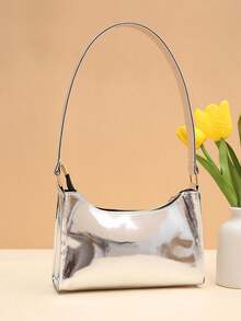 Daily Shopping Shiny Glamorous Women's Underarm Bag Laser Shoulder Bag - Silver - View 3