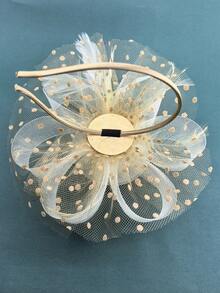 1pc Women's Tea Party Hair Accessory Headband Kentucky Derby Hat Floral Mesh Fascinator Hair Clip Suitable For Wedding - Beige - View 5