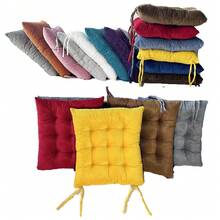 Reinforced Seat Cushion With Straps For Office Chairs, Square Cushion For Students, Corduroy Striped Cushion In Color For Bay Windows, Seat And Back Cushion. - 條紋藍色 - 查看 5