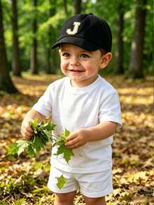 1pc Kids 26 Letters Pattern Baseball Cap, Toddler Boys & Girls Sun Protection Hat, Suitable For Outdoor Daily Wear, UV Protection - Black - View 5