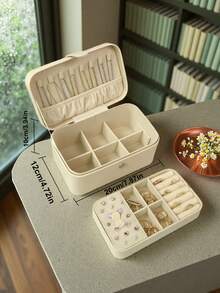 Large Capacity PU Leather Jewelry Box Storage Bag, Travel Jewelry Box With Multi-Layer Compartments For Necklaces Rings And Earrings, Portable Jewelry Organizer - Multicolor - View 18