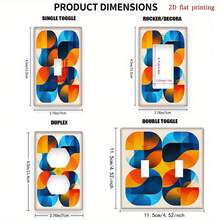1pc Modern Minimalist Geometric Blue Beige Turquoise Light Switch Cover Plate - Abstract Numbered 0-9 Design In Beige/Blue/Orange/White/, Easy Install - Single Toggle 11cm*7.5cm - View 5