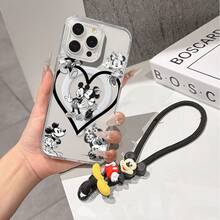 This Disney Mickey Mouse Pattern Lanyard Phone Case Features A Strong Magnetic Closure And Full Coverage Of Acrylic And TPU Material. It's Shockproof, Lightweight, And Suitable For IPhone17/16/11/13/15/15 Plus/15 Pro/15 Pro Max/12/14 Pro Max/11 Pro Max/12 Pro/12 Pro Max/13. It's A Popular Birthday Gift, Business Gift, Durable, Stain-Resistant, And Fingerprint-Resistant New Phone Case For Men And Women. It Also Includes A Mickey Mouse Phone Case And Mickey Mouse Doll Bracelet. Compatible With SamsungGalaxy S20, S21, S22, S23, And S24 Series. It's The Perfect Gift For Friends And Family. This Stylish Phone Case Is Fun, Lightweight, And Durable. IPhone17 Pro Max Phone Case, Minnie Phone Case. - Black - View 8