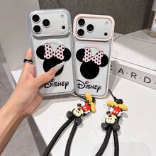 This Disney Mickey Mouse Pattern Lanyard Phone Case Features A Strong Magnetic Closure And Full Coverage Of Acrylic And TPU Material. It's Shockproof, Lightweight, And Suitable For IPhone17/16/11/13/15/15 Plus/15 Pro/15 Pro Max/12/14 Pro Max/11 Pro Max/12 Pro/12 Pro Max/13. It's A Popular Birthday Gift, Business Gift, Durable, Stain-Resistant, And Fingerprint-Resistant New Phone Case For Men And Women. It Also Includes A Mickey Mouse Phone Case And Mickey Mouse Doll Bracelet. Compatible With SamsungGalaxy S20, S21, S22, S23, And S24 Series. It's The Perfect Gift For Friends And Family. This Stylish Phone Case Is Fun, Lightweight, And Durable. IPhone17 Pro Max Phone Case, Minnie Phone Case. - Pink - View 4