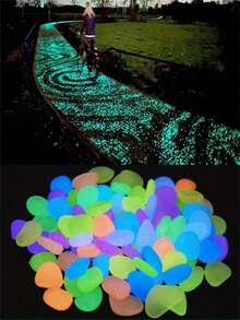 100/500/1000 piezas Piedras que brillan en la oscuridad, guijarros luminosos para jardín, camino, plantas de interior, parque y decoración de acuario - A - Ver 9