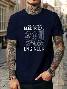 Camiseta de manga corta con cuello redondo para hombre, diseño TRUST ME I'AN ELECTRICAL ENGINEER, estilo casual de verano. - Blanco - Ver 6