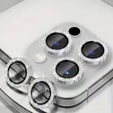 6-Piece Silver Glitter Lens Protector - Stylish And Beautiful Glitter Design - Suitable For 17/16/15/14/13/12/11 Series - Scratch-Resistant For Rear Camera Phones - Silver - View 7