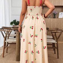 ghadjgyjad Weeklong Vestido de tirantes con estampado de cerezas para mujer talla grande, uso casual de vacaciones, cómodo para exteriores, primavera/verano - Amarillo - Ver 3