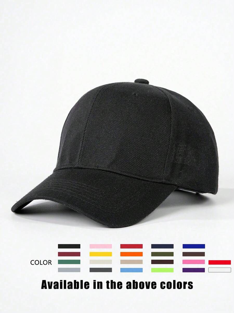 1pc Solid Color Plain Baseball Cap, Men's Summer Sun Protection Hat, Casual Visor Hat - A - View 1