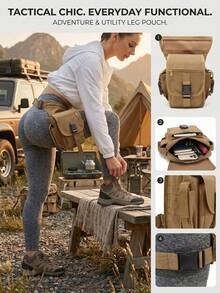1pc Outdoor Sports Photography Single-Shoulder Crossbody Bag, Waterproof Motorcycle Lure Leg Bag, Oxford Fabric Tactical Waist Bag, Women's Leg Bag - Màu Khaki - Xem 6