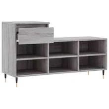 Schuhregal Grau Sonoma 102x36x60 cm Holzwerkstoff - Grau - Übersicht 4