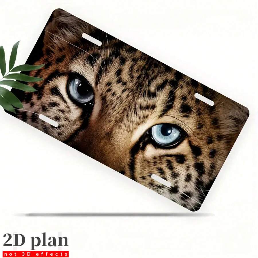 2D Flat, 1 PC, Car P1, For Decorative Purposes Only, Anti-Rust Aluminum License Plate Frame, With Leopard-Eye - Personalized Humorous Decoration, Suitable For Both Men And Women, Polished Surface, Unique Gift Idea, License Plate Frame | Leopard Eye Design | Durable Metal Frame - A - 查看 1