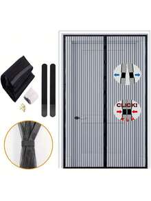 1pc Black Self-Sealing Magnetic Screen Door With Magnetic Mesh Screen, Keeps Insects Out, Easy To Install, Suitable For Summer Use - Multicolor - View 3