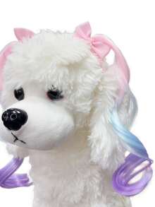 Pet Gradient Rainbow Color Wig Hair Clip With Pink Bow Design, Cat Dog Party Holiday Photo Atmosphere Dress-Up Hair Accessory, Halloween - Multicolor - View 4