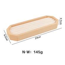 1pc Octagonal Wooden Ring Storage Box, Minimalist Natural Wood Jewelry Organizer Tray With Velvet Lining, Portable Ring Display & Storage Box For Home, Travel, Wedding - Log Color - View 7