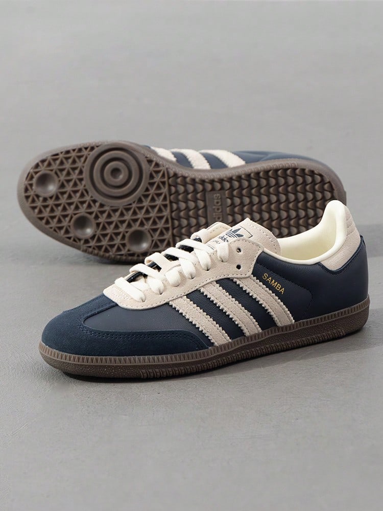 Adidas Giày sneaker casual cổ thấp unisex SAMBA OG nhẹ thoải mái, phù hợp mặc hàng ngày, thể thao ngoài trời và giải trí, JI3217 - Mực Aurora màu xanh/trắng sữa/vàng nhựa - Xem 1