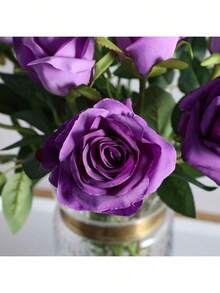 1pc/5pcs/10pcs/12pcs/20pcs Deep Purple 20-Inch Artificial Rose Flowers, Premium Fake Roses, Suitable For Home Decor, Room Decor, Dining Table Decor, Wedding Decor, Bridal Bouquet, - Dark Purple - View 5
