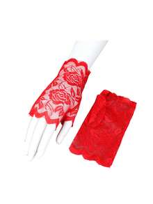 1 Pair Multi-Color Rose Lace Fingerless Short Gloves, Elegant Thin Breathable Gloves For Wedding, Photography, Etiquette - Multicolor - View 9