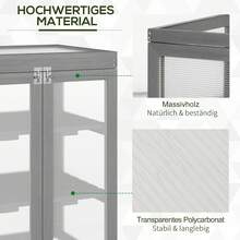 Three-Tier Cold Frame/Greenhouse With Two Doors, Made Of Wood And Polycarbonate, Weather-Resistant, Load Capacity Up To 15 Kg Per Shelf, Dark Grey - 深灰色 - 查看 4