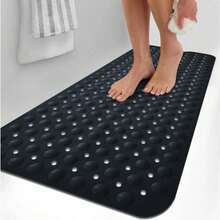 Blue Anti-Slip Shower Mat, Extra Long Non-Slip Tub Mat With Suction Cups & Drain Holes, Ty Bath Mat For Kids & Elderly, Waterproof & Mildew-Resistant, Durable  Material, Provides Secure Grip In Wet Areas, Prevents Slips & Falls, Comfortable Textured Surface For Foot Massage, Ideal For Bathtubs, Showers, Spa & Bathroom Floors, Home Ty Essentials, Great For Families, Pets & People With Mobility Issues, Suction Cups Keep It Firmly In Place, Drain Holes Allow Water To Flow Through, Easy To Rinse & Hang Dry, Odor-Resistant & Long-Lasting, A Must-Have For Every  Bathroom - Nhiều màu - Xem 10