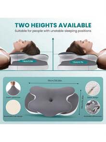 Cervical Neck Pillow For Neck And Shoulder, Odorless Memory Foam Pillow With Soft Silk Cover, Ergonomic Orthopedic Neck Support Pillow For Side, Back & Stomach Sleepers - Gray - Grey - View 4