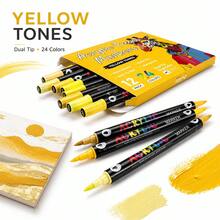FOXFEEL Nouveau set de marqueurs acryliques à double pointe et double couleur pour la peinture et les graffitis, application à double pointe multicolore, gamme de couleurs complète pour un dessin pratique, 12 pièces/24 couleurs, 36 pièces/72 couleurs, 8 sets 96 couleurs, double 36 couleurs total 144 couleurs, convient pour la rentrée scolaire, la peinture en classe pour les étudiants, la coloration et le remplissage professionnels - Ensembles - Voir 21