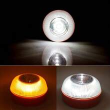 Magnetic LED Warning Light For Car, White & Yellow Flashing Strobe Light With Multi Modes, Portable Battery Powered Lamp For Roadside Camping Outdoor Use, Requires 3xAAA Batteries (Not Included), Car Accessories Gift For Men Women, Summer Essential - A - View 7