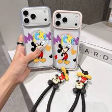 This Disney Mickey Mouse Pattern Lanyard Phone Case Features A Strong Magnetic Closure And Full Coverage Of Acrylic And TPU Material. It's Shockproof, Lightweight, And Suitable For IPhone17/16/11/13/15/15 Plus/15 Pro/15 Pro Max/12/14 Pro Max/11 Pro Max/12 Pro/12 Pro Max/13. It's A Popular Birthday Gift, Business Gift, Durable, Stain-Resistant, And Fingerprint-Resistant New Phone Case For Men And Women. It Also Includes A Mickey Mouse Phone Case And Mickey Mouse Doll Bracelet. Compatible With SamsungGalaxy S20, S21, S22, S23, And S24 Series. It's The Perfect Gift For Friends And Family. This Stylish Phone Case Is Fun, Lightweight, And Durable. IPhone17 Pro Max Phone Case, Minnie Phone Case. - Pink - View 4