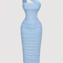 dahkjdgajy  X Belle Mariano  MOD Vestido sin mangas con pliegues asimétricos de estilo vintage para mujer - Verde Oscuro - Ver 6