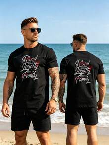 High Quality Cotton Men T-Shirt Daily Workout Leisure Short Sleeve Tee - 黑色 - 查看 3
